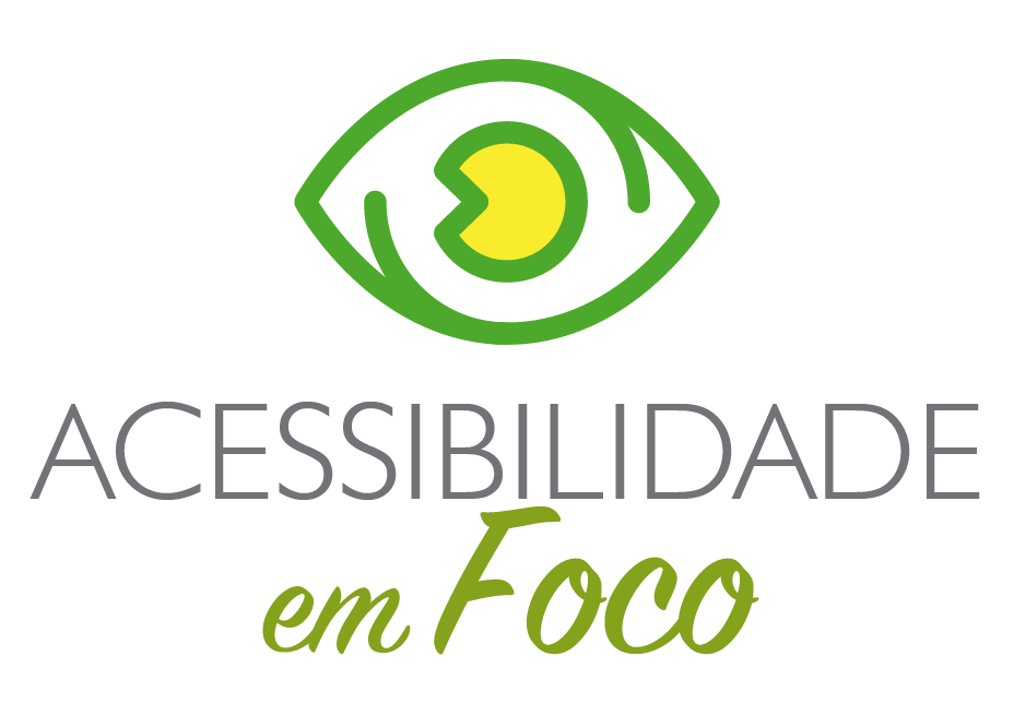 #PraCegoVer Identidade visual. No canto superior esquerdo tem a logo do site Acessibilidade em foco: Fundo cinza claro; no centro, o desenho de um olho, estilizado. O olho está desenhado com uma linha verde, grossa; a pupila, no centro, é amarela.
    Abaixo, a palavra Acessibilidade está escrita no centro, em letras maiúsculas, cinzentas e em tamanho grande. Abaixo dela, também no centro, as palavras Em foco, escritas em tamanho menor, na cor verde. Elas estão inclinadas (em itálico). Fim da descrição.